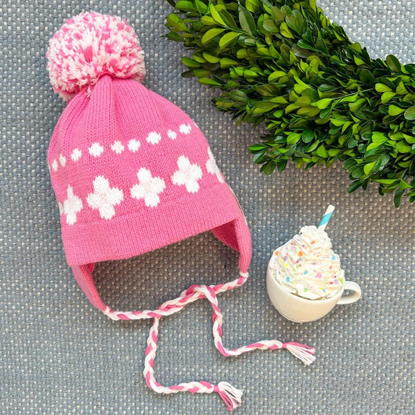 Parrish Pom Pom Hat - Hamptons Hot Pink with Worth Avenue White Dots