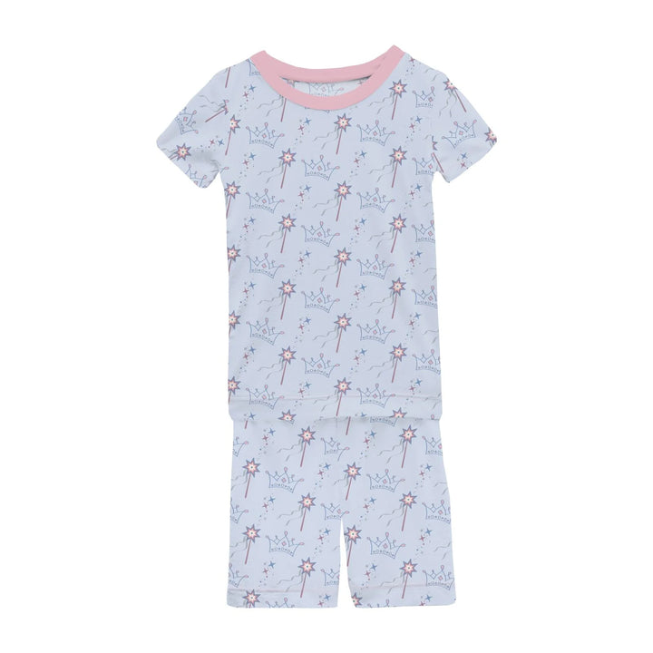 Print Short Sleeve Pajama Set with Shorts in Dew Magical Princess