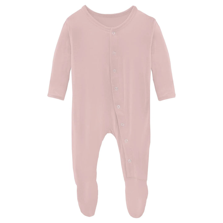 Solid Footie with Snaps in Baby Rose