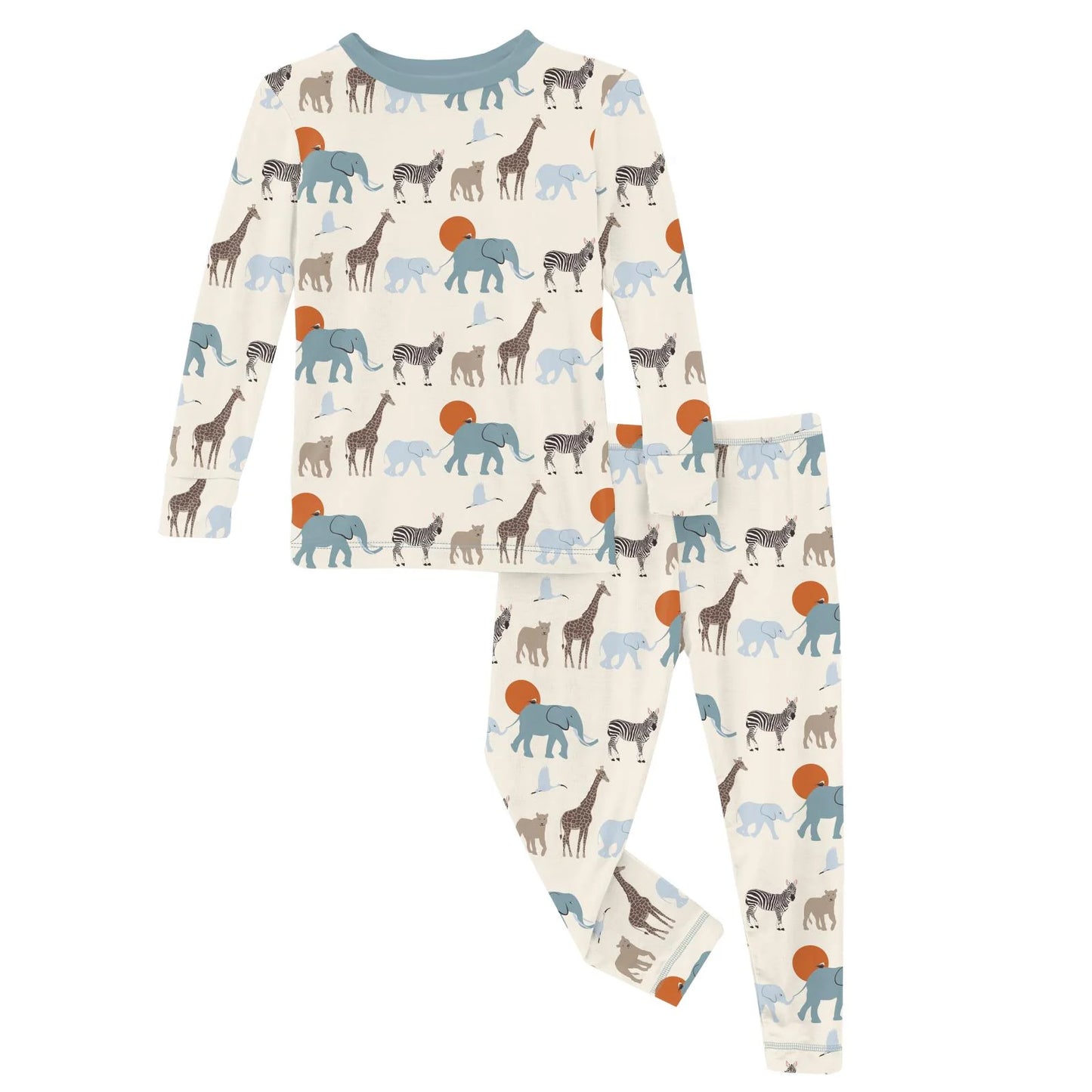 Print Long Sleeve Pajama Set in Natural Just So Animals