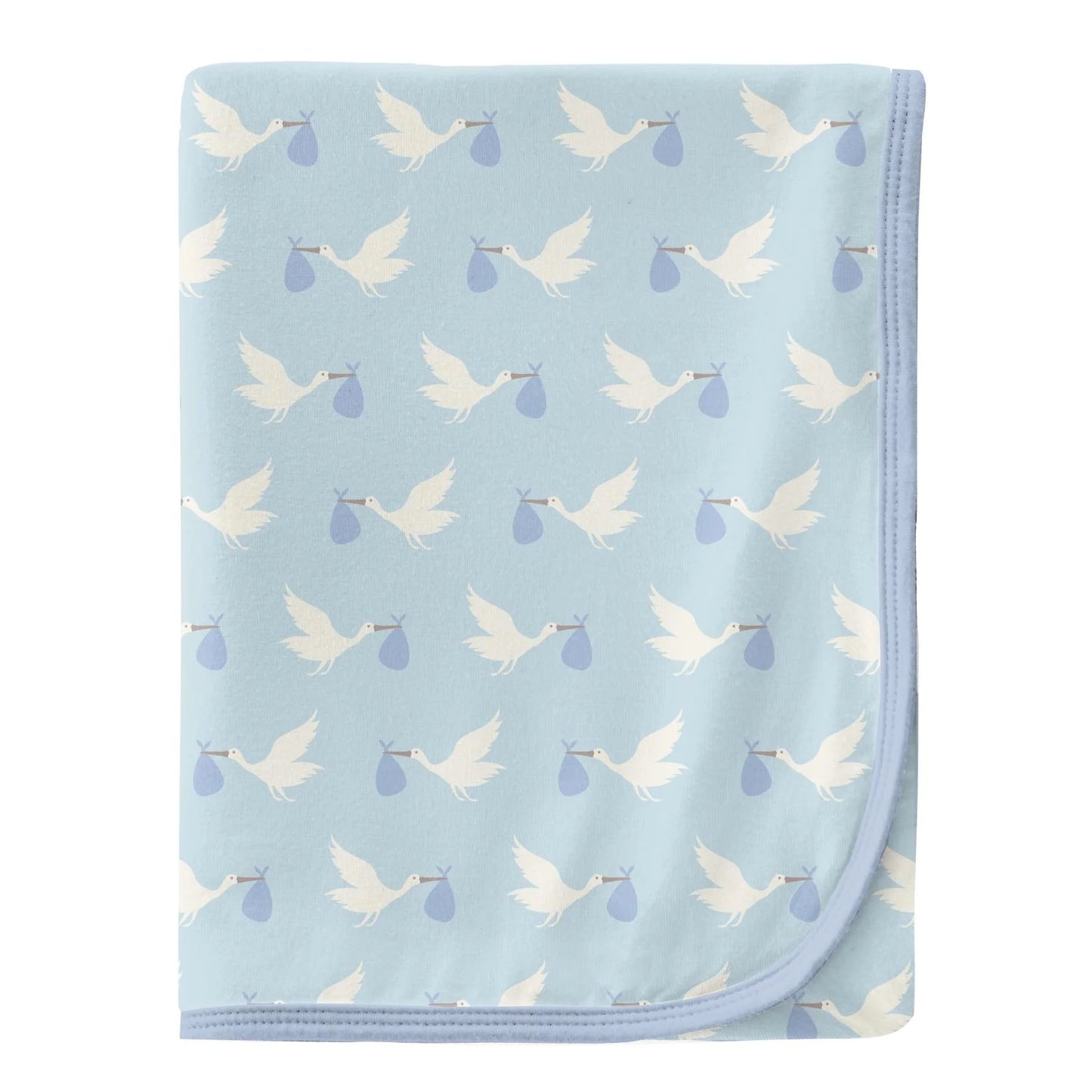 Print Swaddling Blanket in Spring Sky Stork