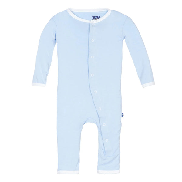 Applique Coverall with Snaps in Pond I Love Mom