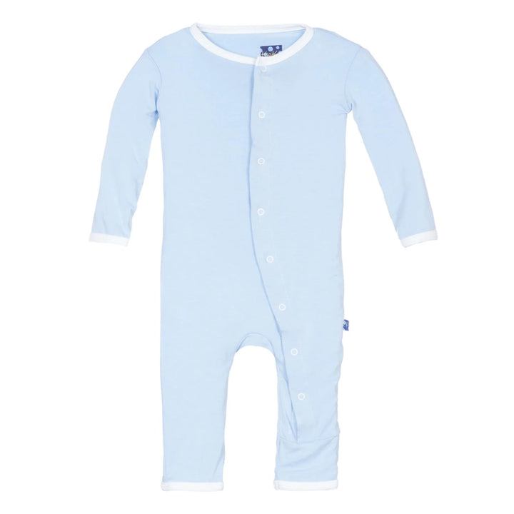 Applique Coverall with Snaps in Pond I Love Mom