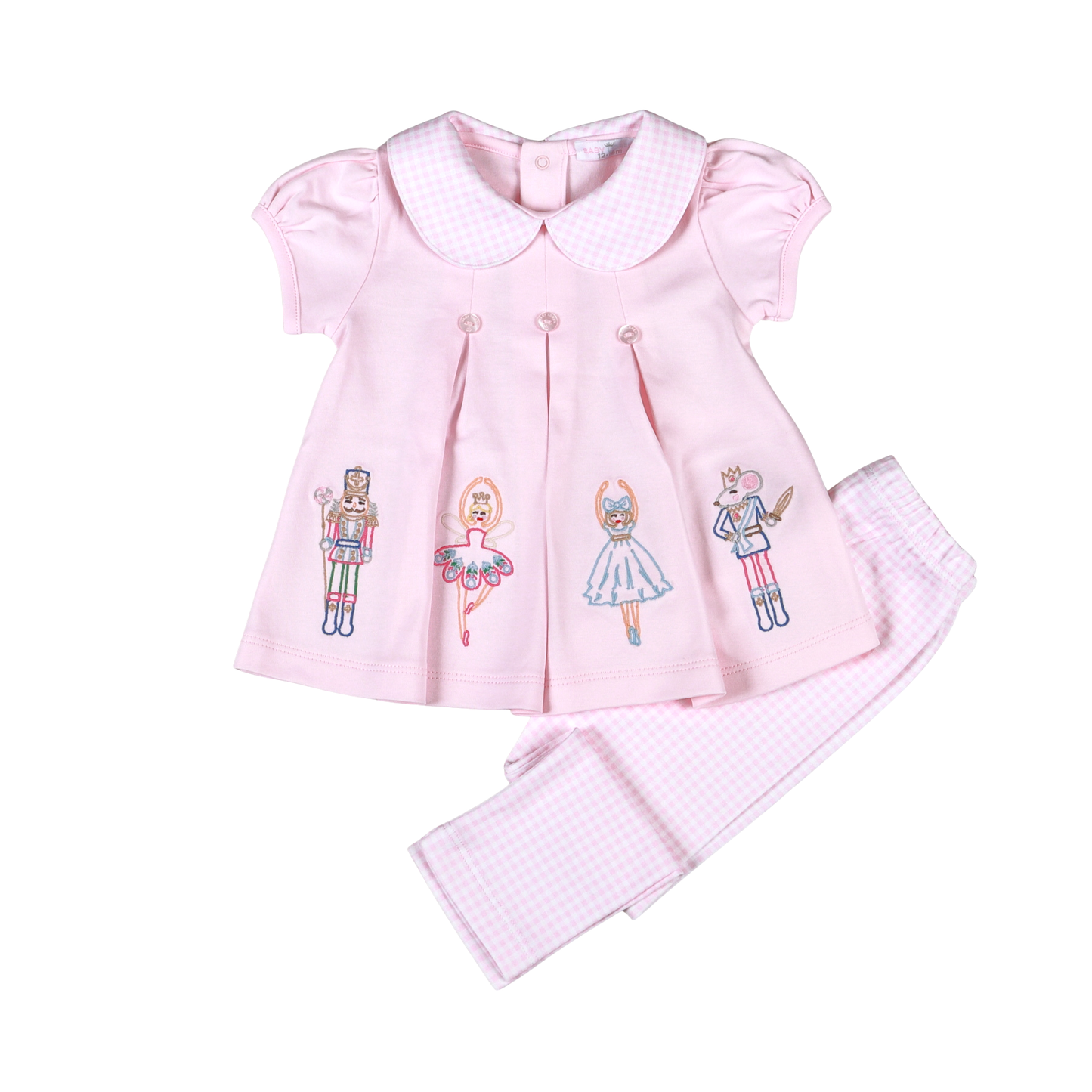 Pink Nutcracker Pima Scallop Collar Top Set