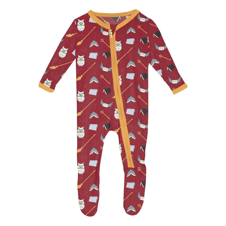 Print Footie with 2 Way Zipper in Crimson Magical World