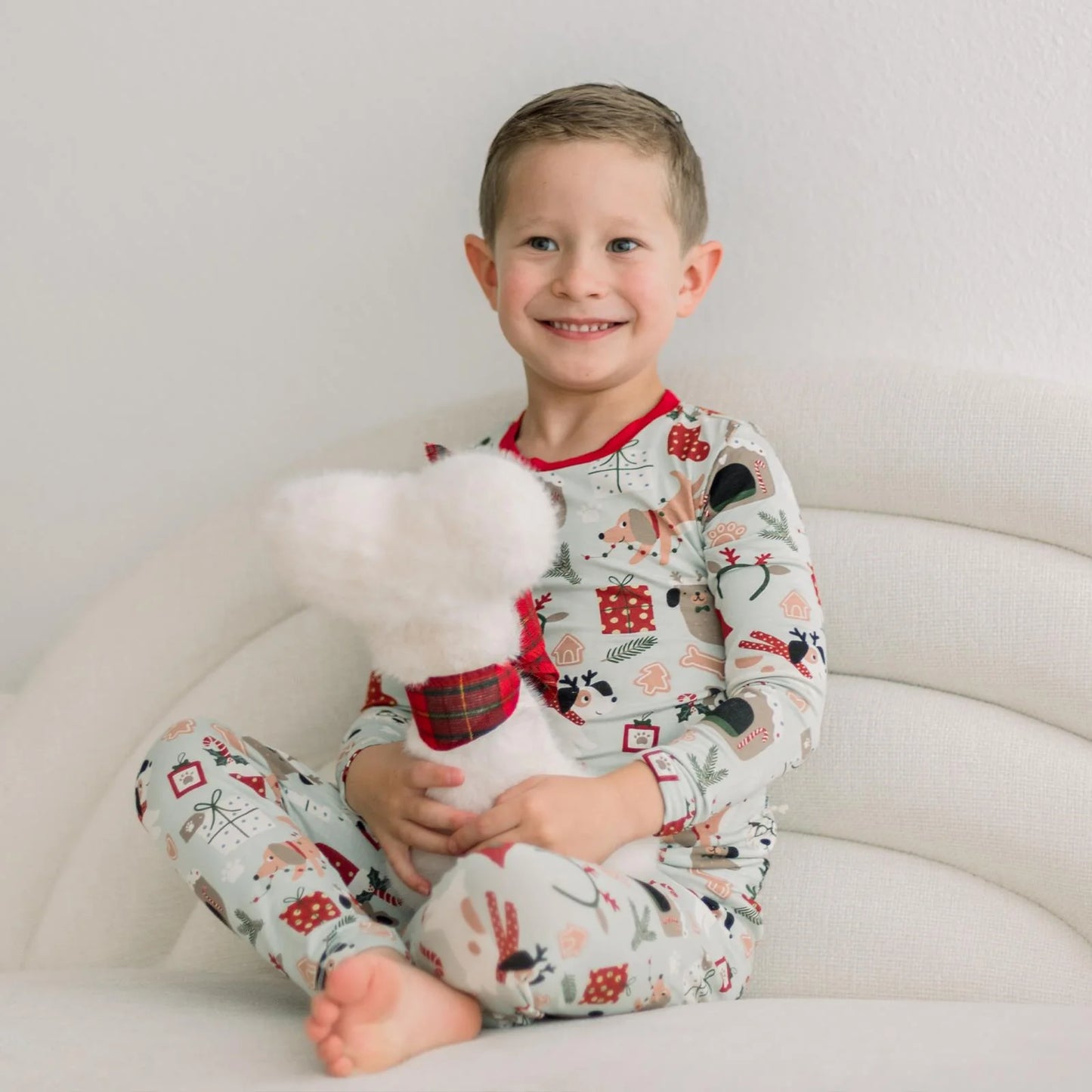 Print Long Sleeve Pajama- Aloe Christmas Dogs