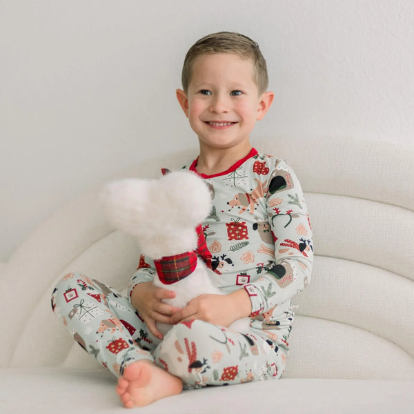 Print Long Sleeve Pajama- Aloe Christmas Dogs