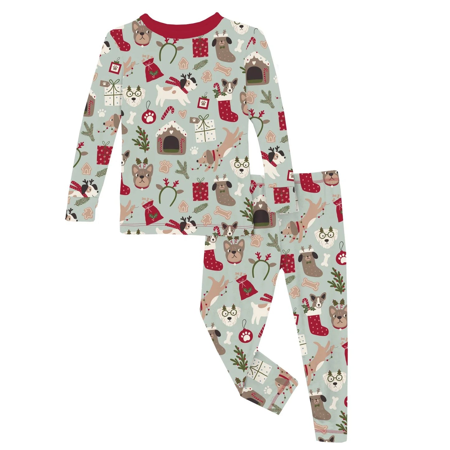 Print Long Sleeve Pajama- Aloe Christmas Dogs