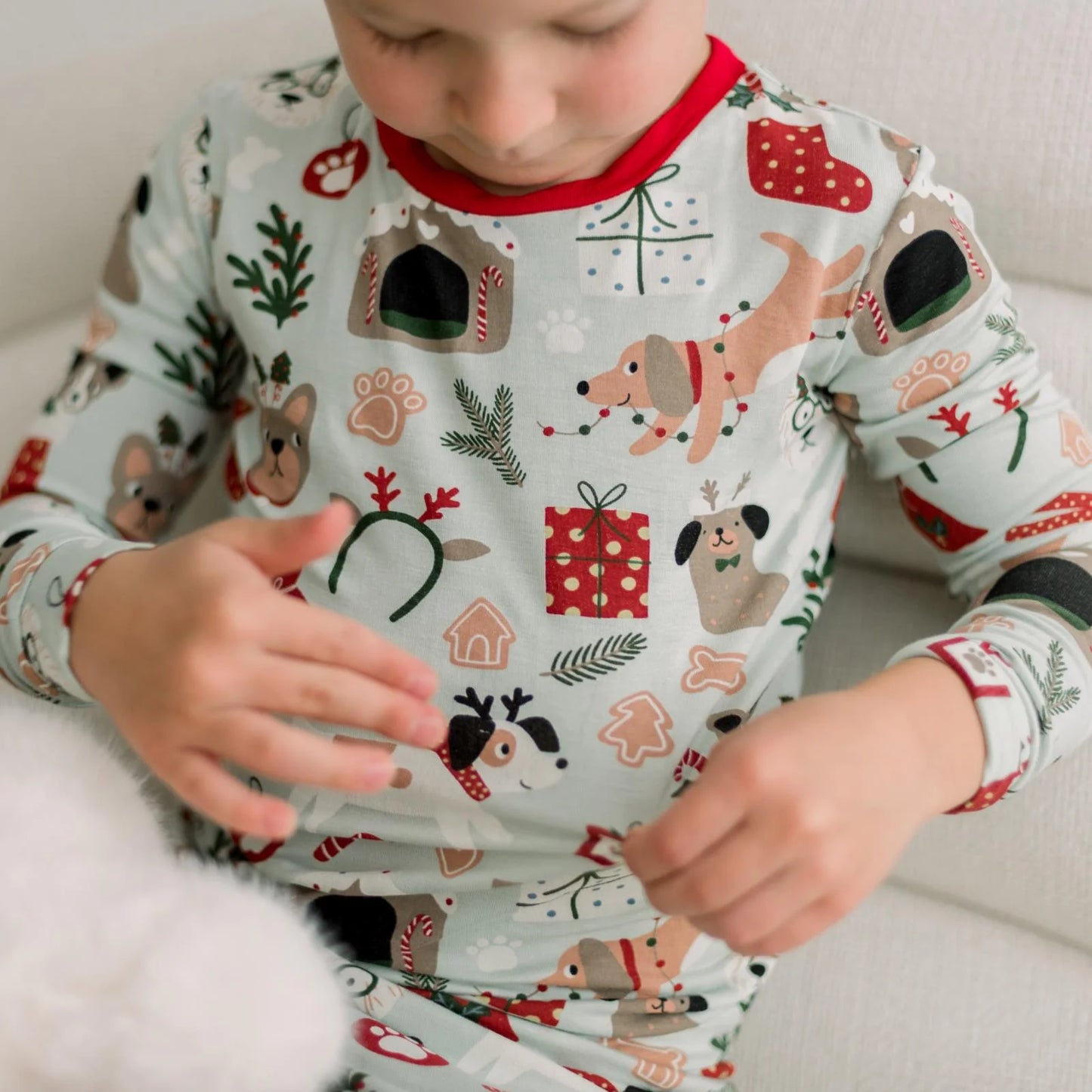 Print Long Sleeve Pajama- Aloe Christmas Dogs
