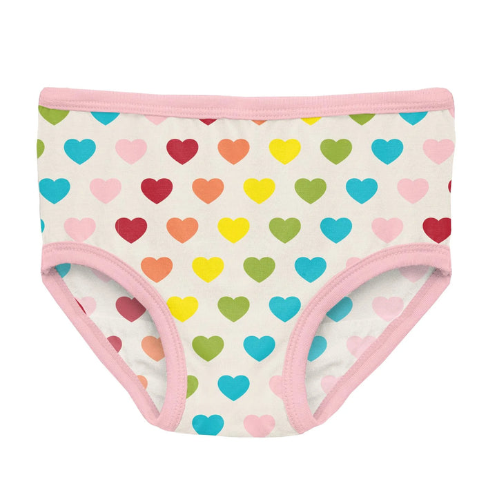 Print Girl's Underwear in Rainbow Hearts
