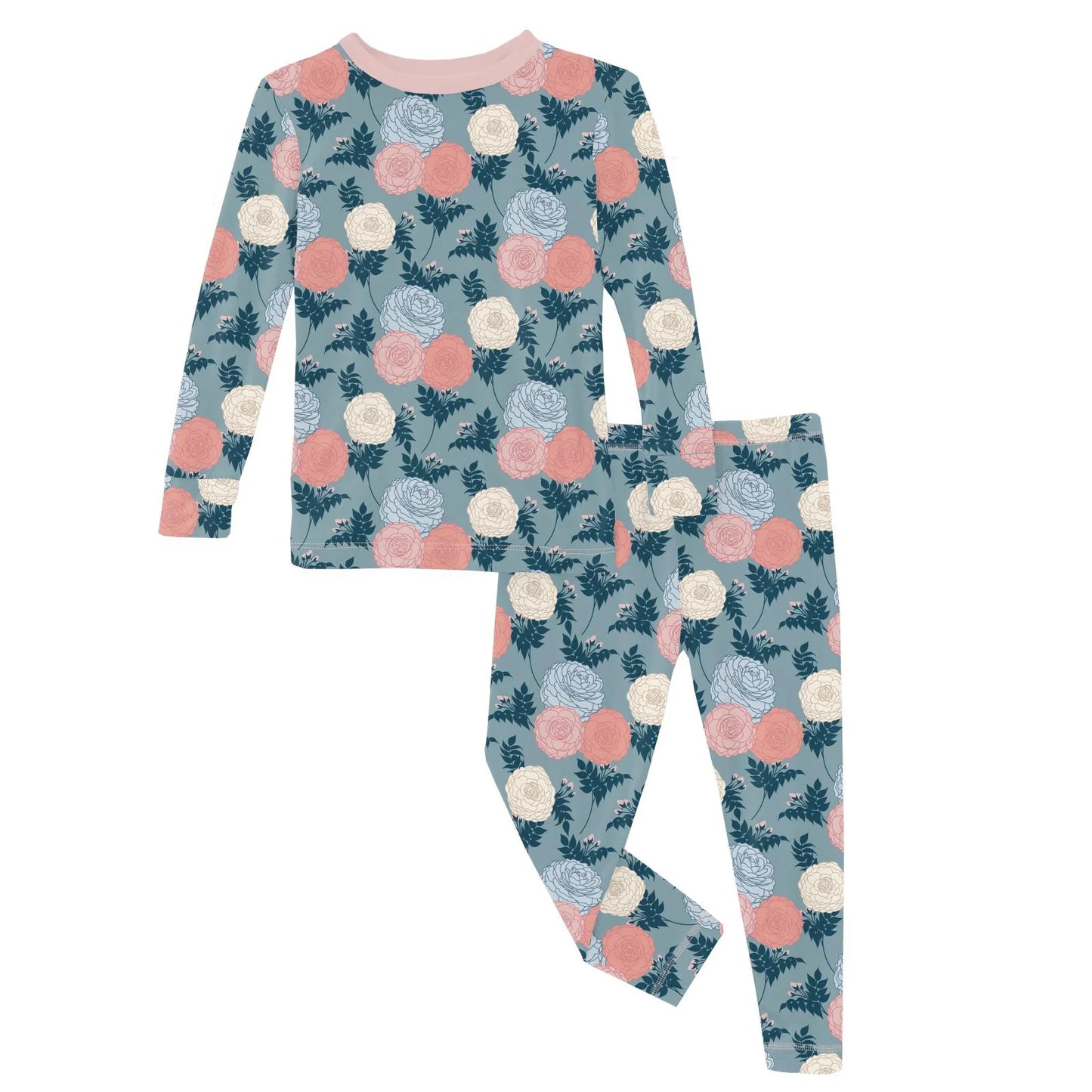 Print Long Sleeve Pajama Set in Stormy Sea Enchanted Floral