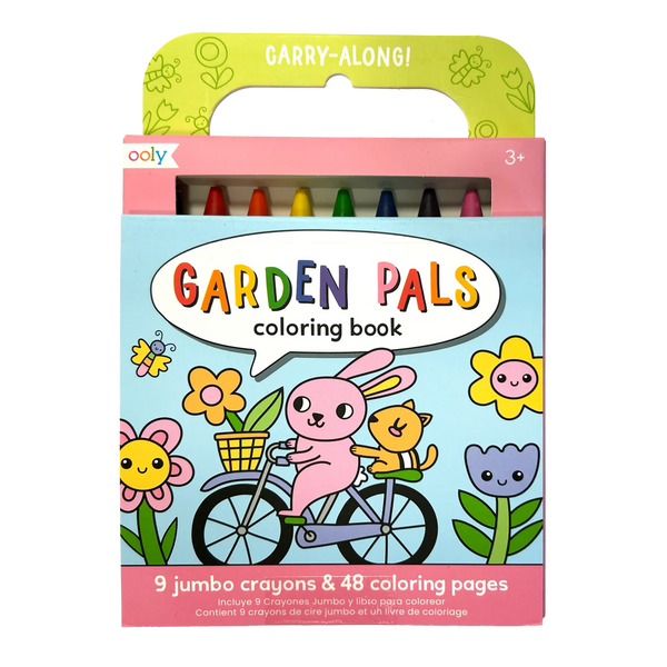 Carry Along! Coloring Book and Crayon Set - Garden Pals - Set of 9 Crayons
