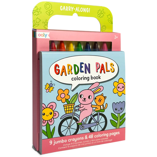Carry Along! Coloring Book and Crayon Set - Garden Pals - Set of 9 Crayons