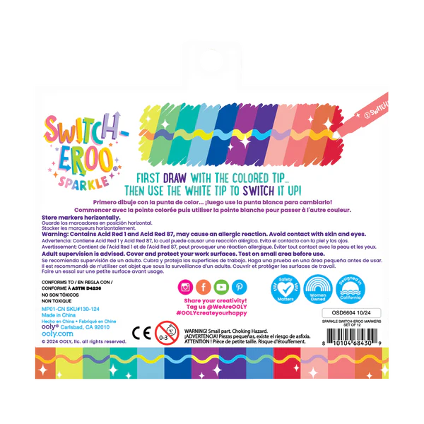 Switch-Eroo Sparkle Glittery Color Changing Markers - Set of 12