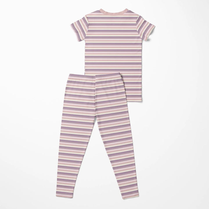 Print Short Sleeve Pajama Set in Lavender Bliss Stripe