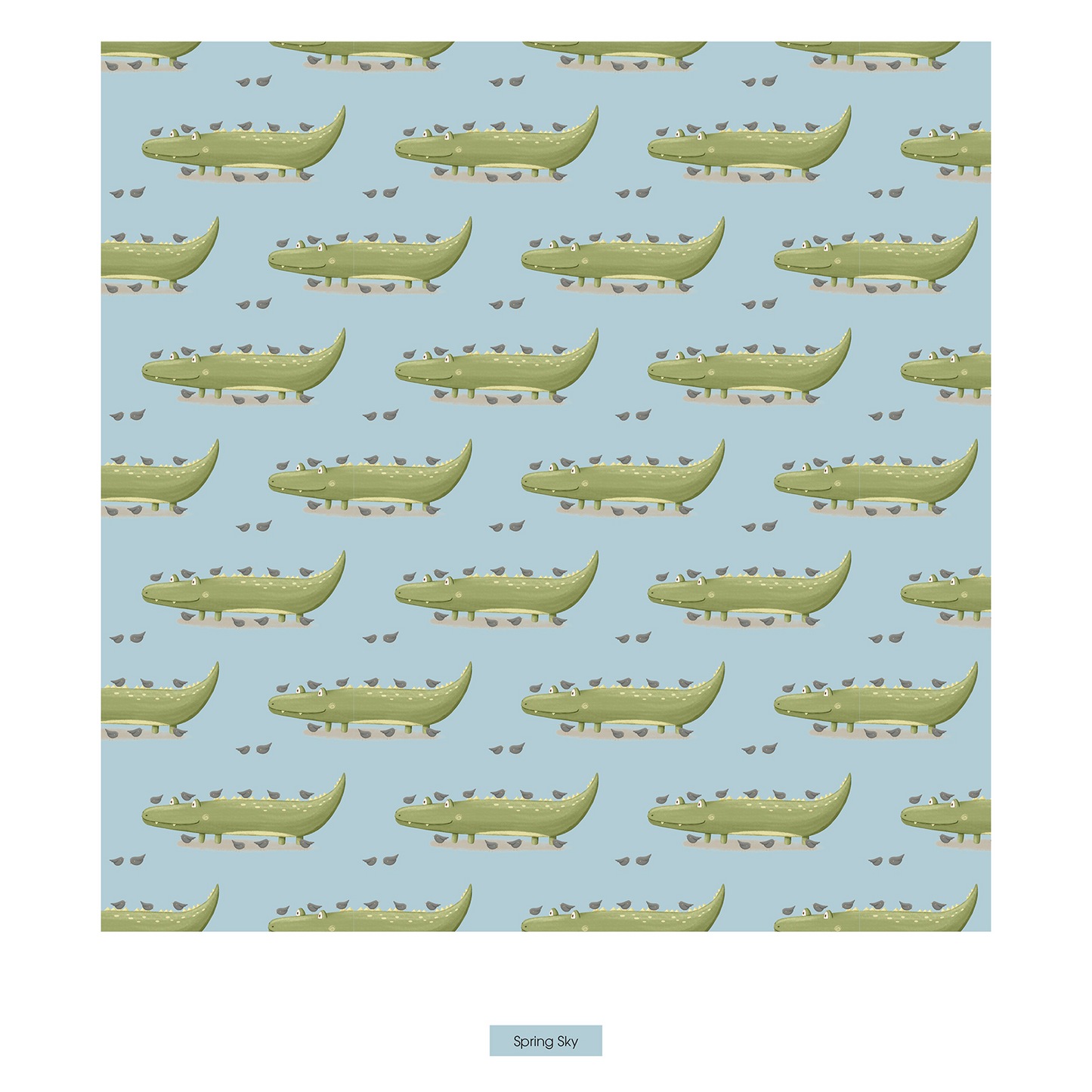 Print Short Sleeve Pajama Set in Spring Sky Croc & Friends