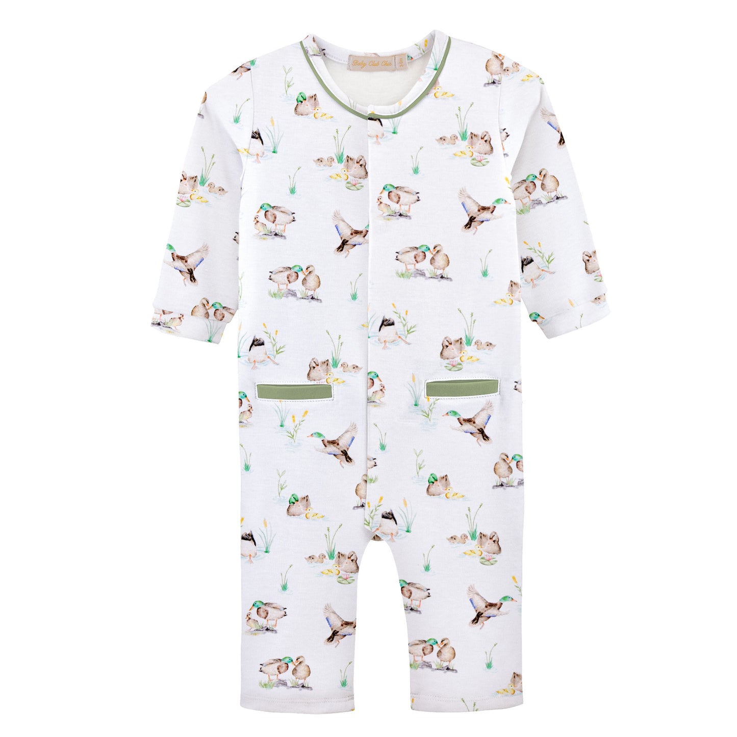 Duck Pond Printed Pima Playsuit w/ Piping