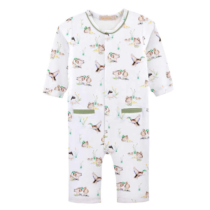 Duck Pond Printed Pima Playsuit w/ Piping
