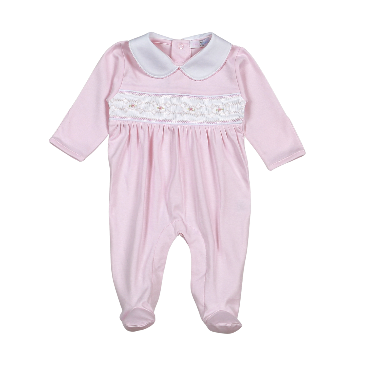 Sally Pink Hand Smocked Pima Footie