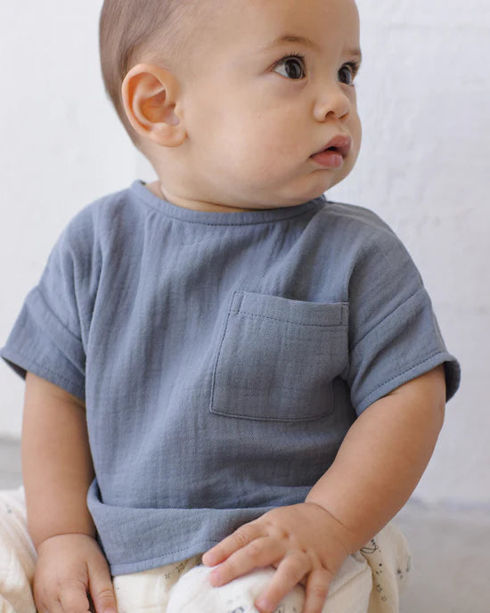 Woven Boxy Top - Ocean