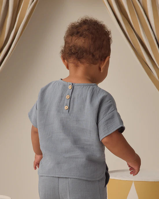 Woven Boxy Top - Ocean