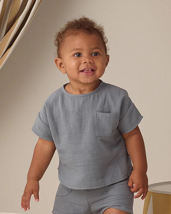 Woven Boxy Top - Ocean