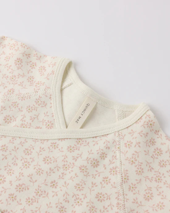 Wrap Top + Footed Pant Set - Ditsy