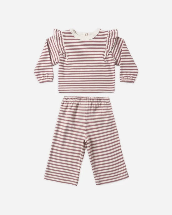 Ruffle Cozy Set Mulberry Stripe