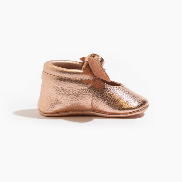 Rose Gold Knotted Bow Baby Shoe