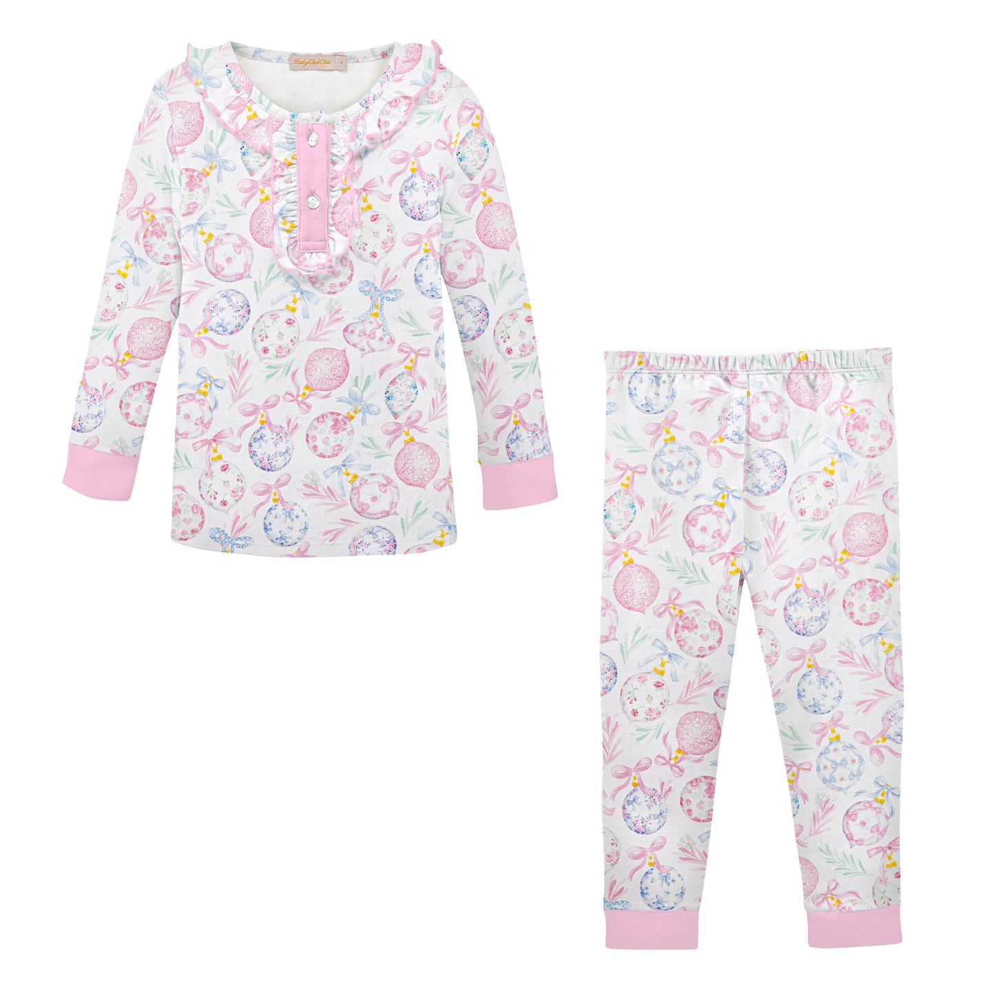 Little Christmas Charms Printed Pima LS Set
