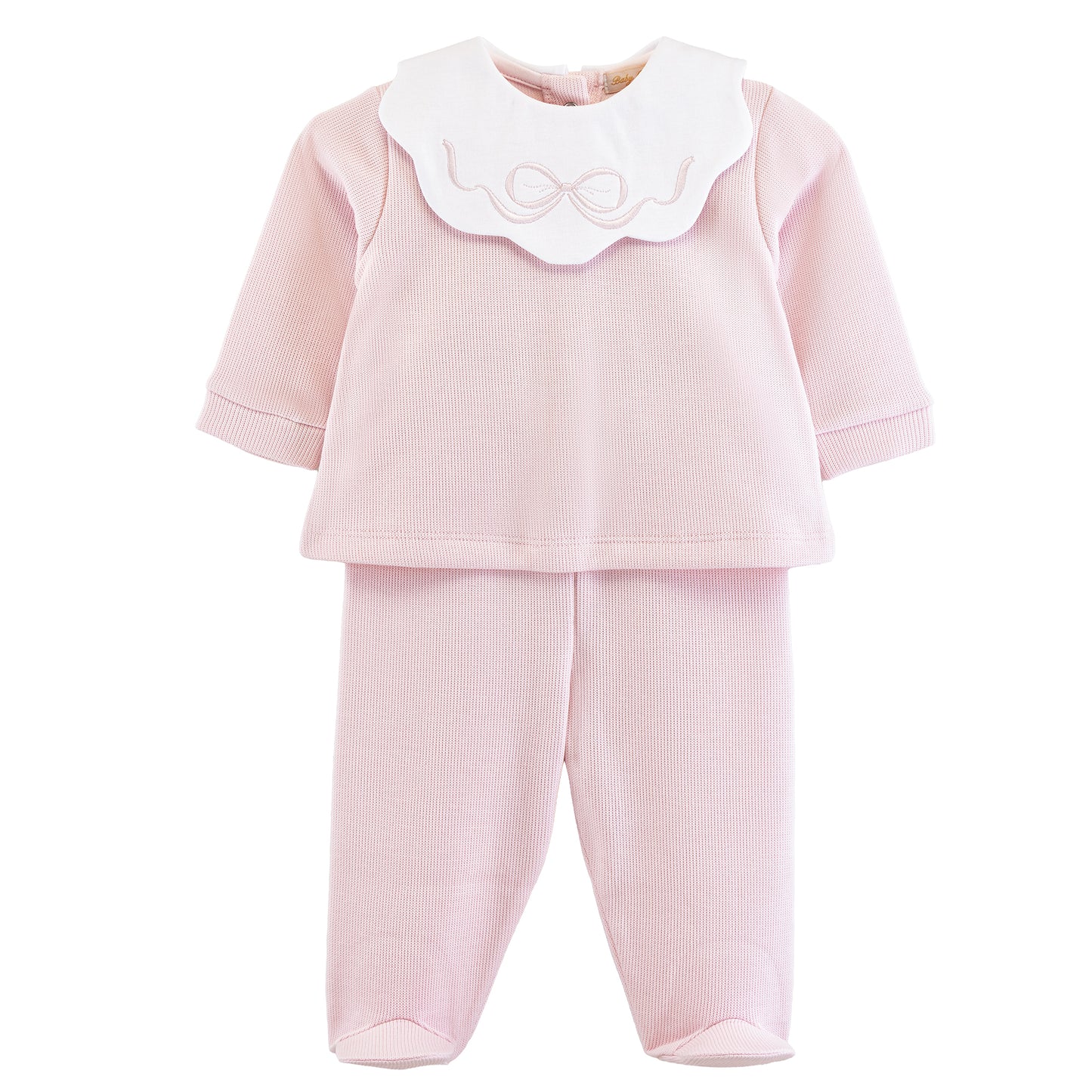Pretty Bows & Roses Pima Jacquard Set w/ Embroidered Scalloped Collar