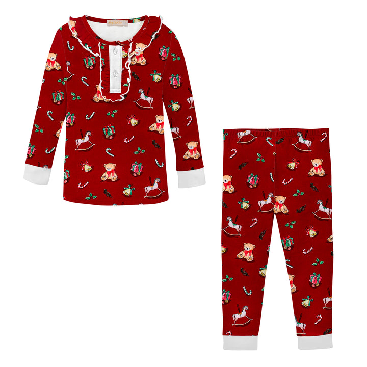 Joyful Christmas Printed Ruffle Kid Set
