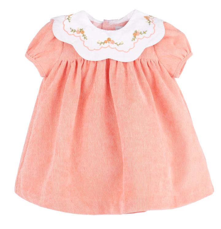 Pumpkin Cord Scallop Dress, Orange