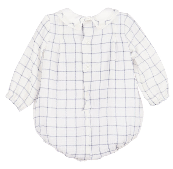 Cozy Checks Boy Bubble, Blue