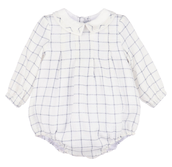 Cozy Checks Boy Bubble, Blue