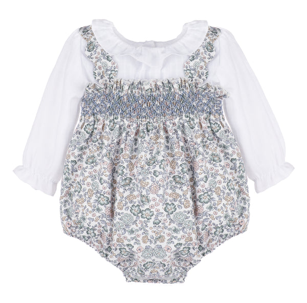 Bouncy Blooms Smock Overall, Blue