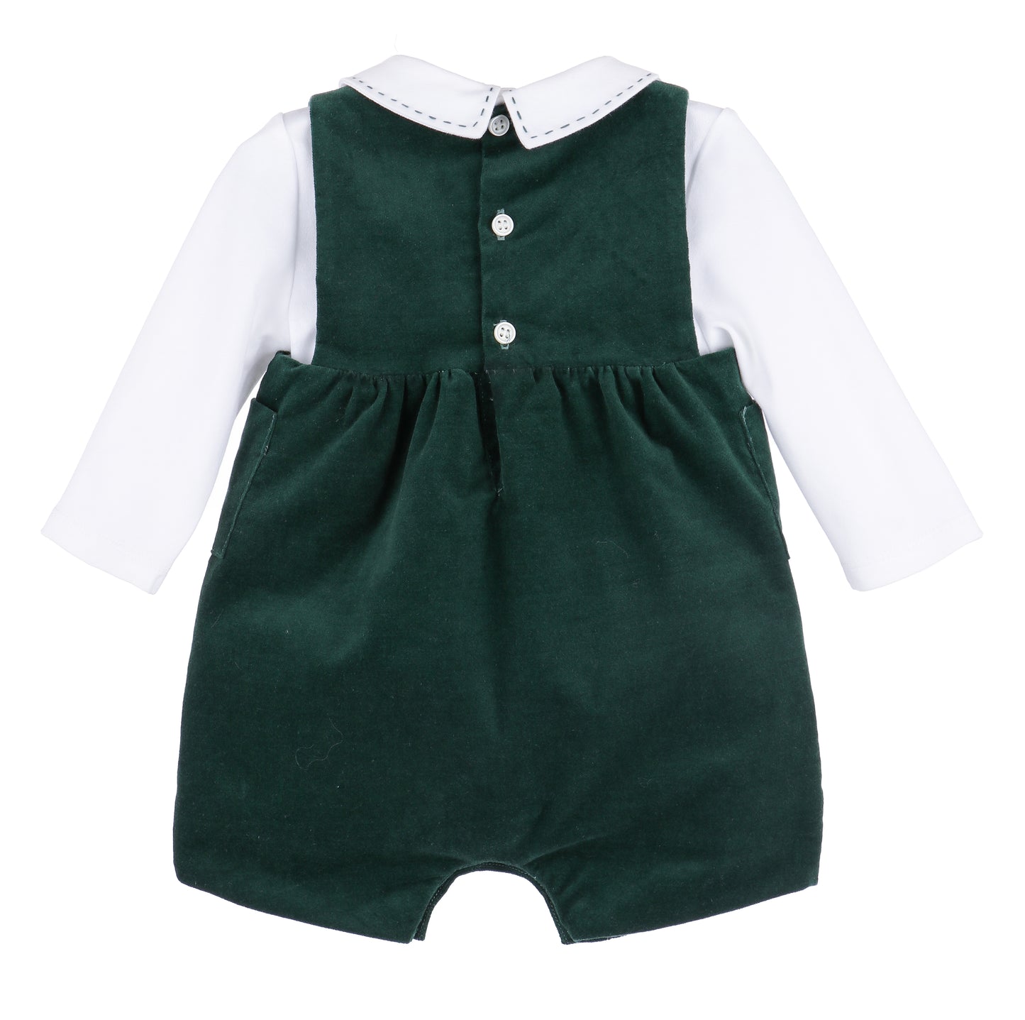 Holly Jolly Velvet Boy Overall, Green