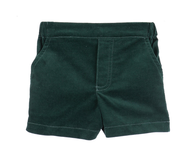 Holly Jolly Velvet Short Boy Set, Green