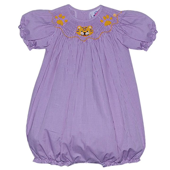 Purple/Gold Smocked Girl Bubble