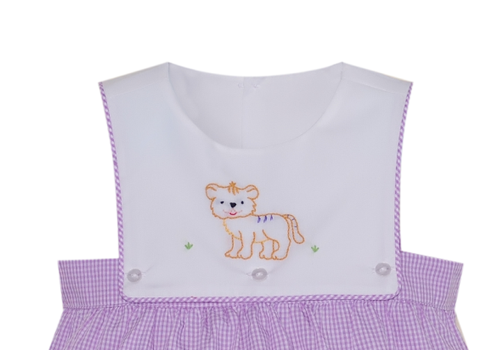 Embroidery Boy Bubble - Lavender Gingham