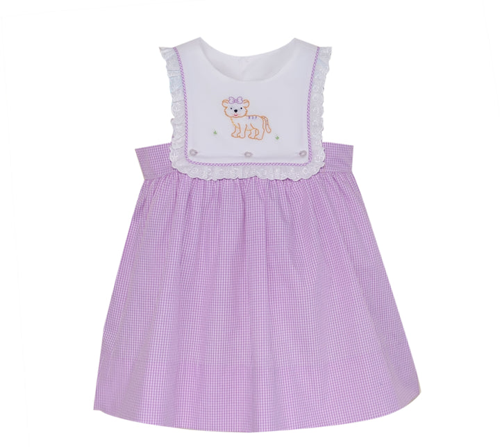 Embroidery Dress - Purple Gingham