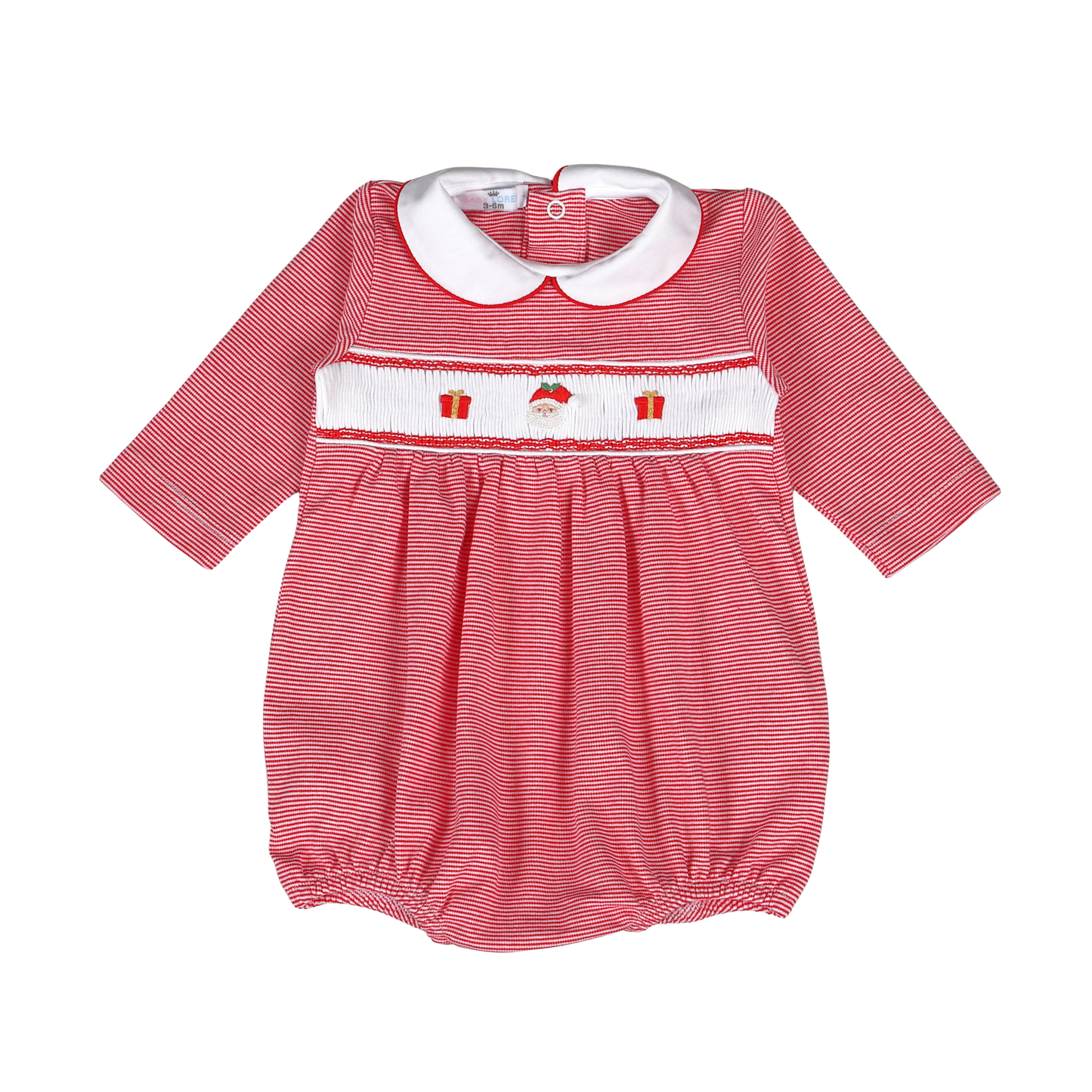 Red Christmas Sweet Santa Hand Smocked Boy Pima Bubble