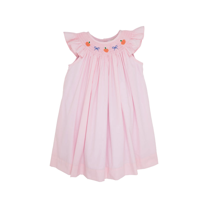 Angel Sleeve Sandy Smocked Dress - Palm Beach Pink with Pumpkin & Bow Smocking