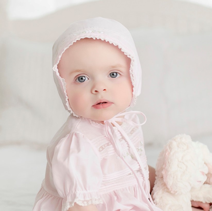 Girls Floral Bullion & Lace Bonnet