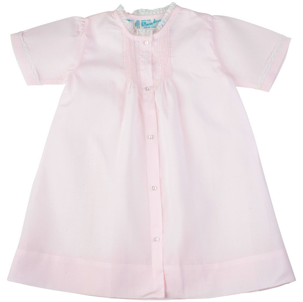 Girls Embroidered Folded Daygown - Pink