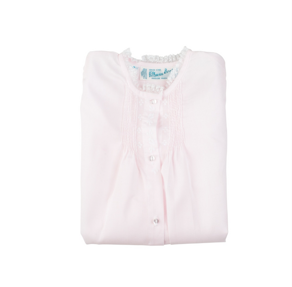 Girls Embroidered Folded Daygown - Pink