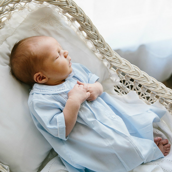 Boys Dot Folded Daygown - Blue
