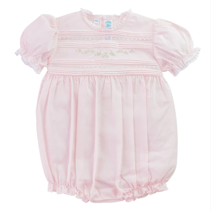 Floral Bullions & Lace Romper - Pink