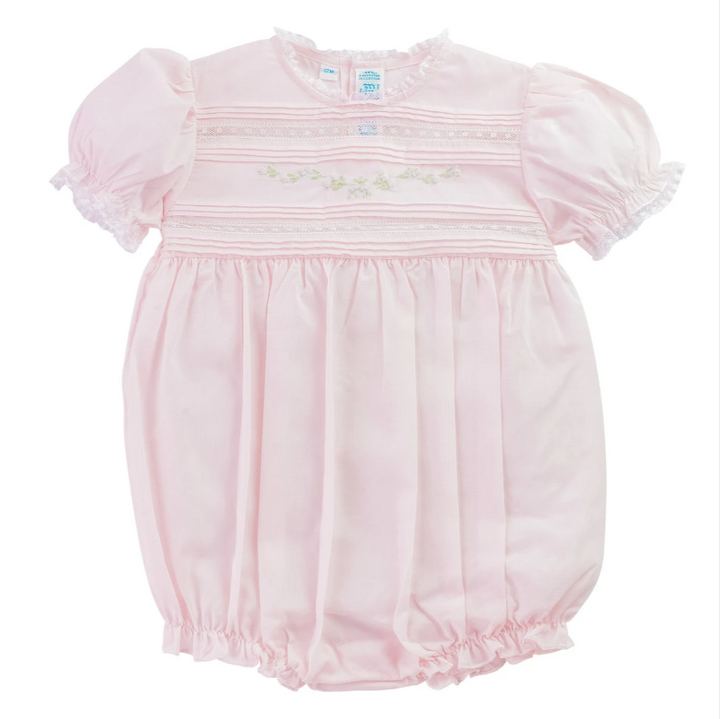 Floral Bullions & Lace Romper - Pink