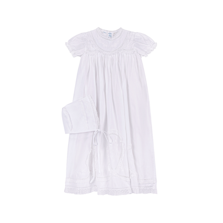 Girls Lacy Yoke Special Occasion Set - White